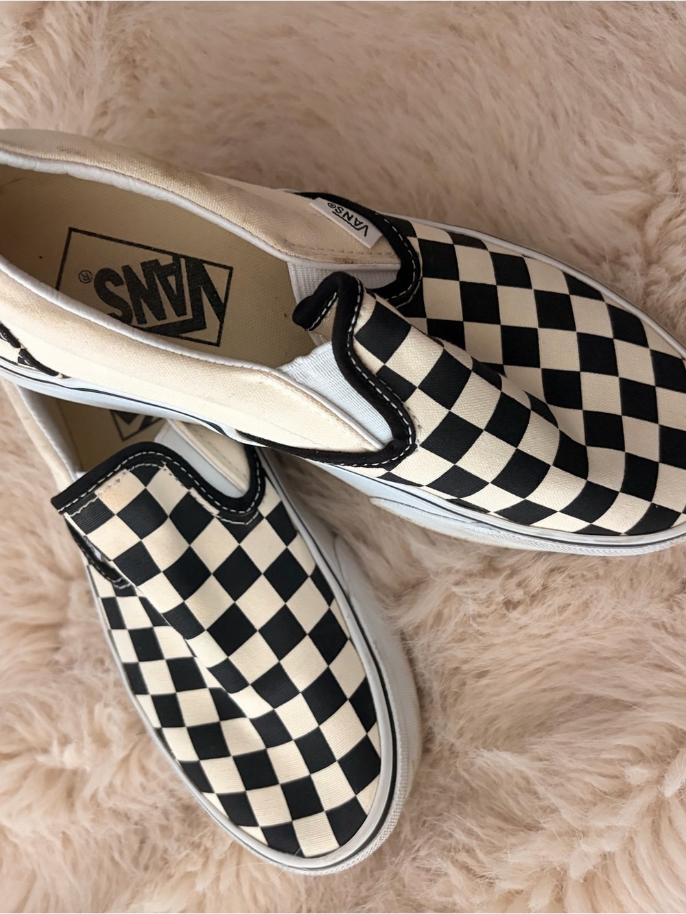 Vans Checkerboard Slip-On Sneakers - Black & Cream Canvas